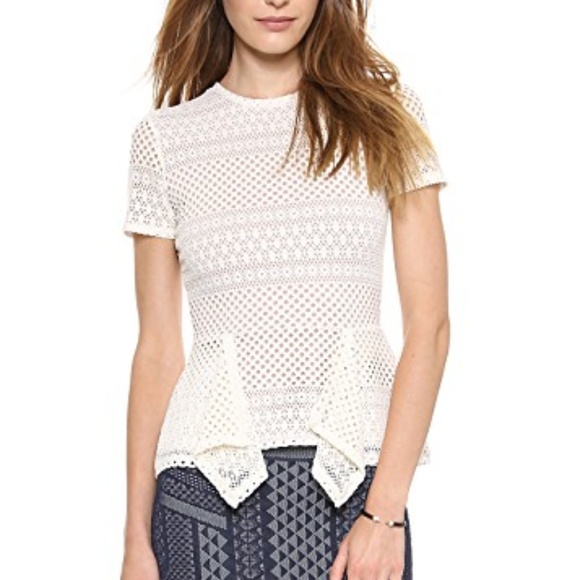 BCBGMaxAzria Tops - BCBGMAXAZRIA Vicktoria Mixed-Knit Peplum Top XS